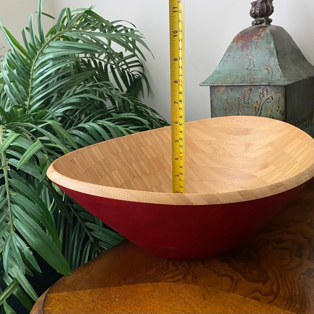 Island Bamboo Salad Serving Bowl with Utensils